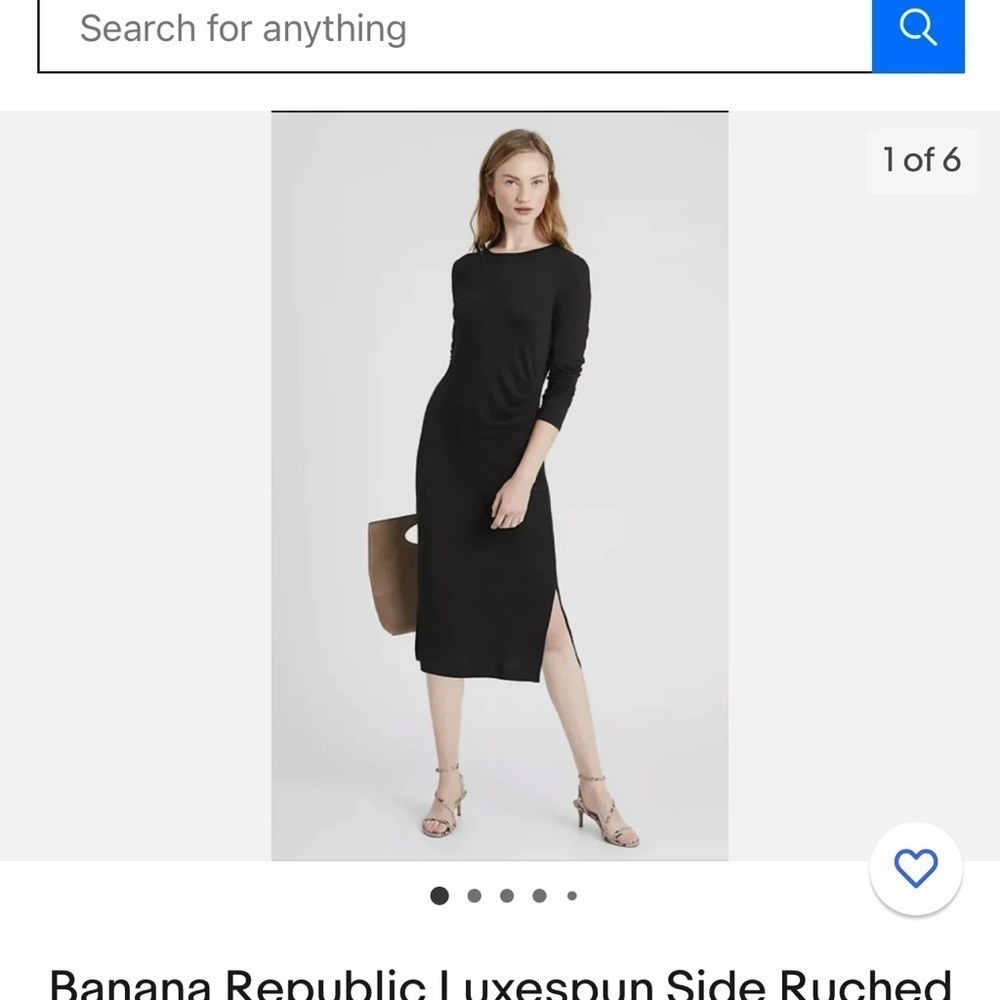 Banana Republic Midi Dress Ruched Black Size Small